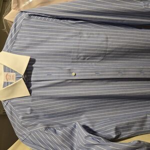 Brooks Brothers Mens French Cuff Blue & White Stripe Dress Shirt